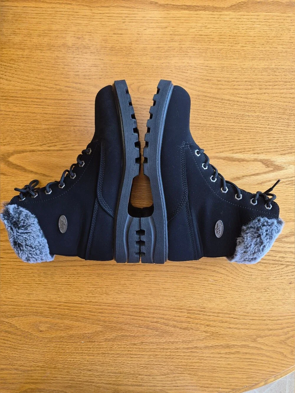 Lugz Empire Hi Fur Women's Boots Lace Up Black/Black Charcoal Size 9.5M